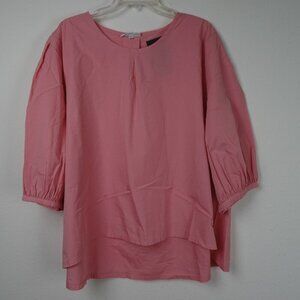 Bryn Walker Organic Cotton Top Women's Plus Size 2X Pink Puff Sleeve